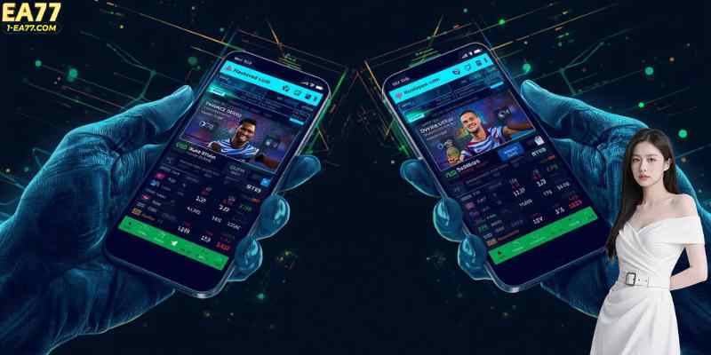A graphic showing live streaming on mobile devices with dynamic odds displayed, emphasizing interactive betting.